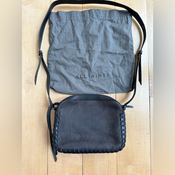 All Saints Kepi gray leather crossbody with whip stitch details - Picture 3 of 8